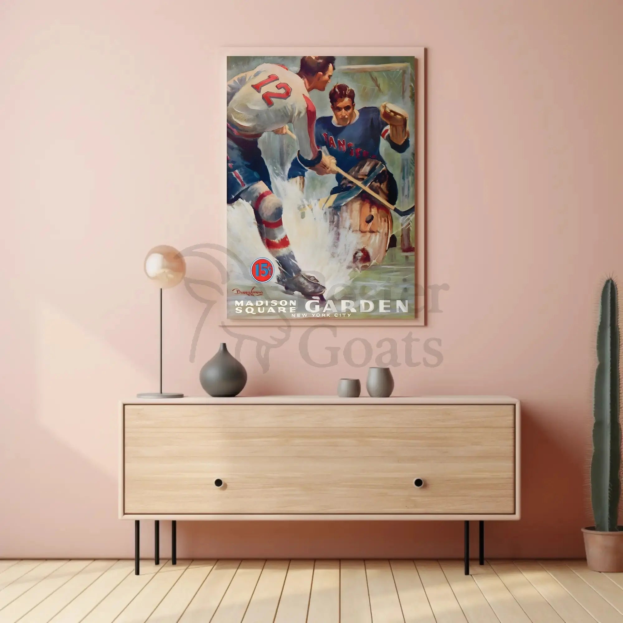 Vintage Ice Hockey Game at Madison Square Garden Sports Poster PosterGoat