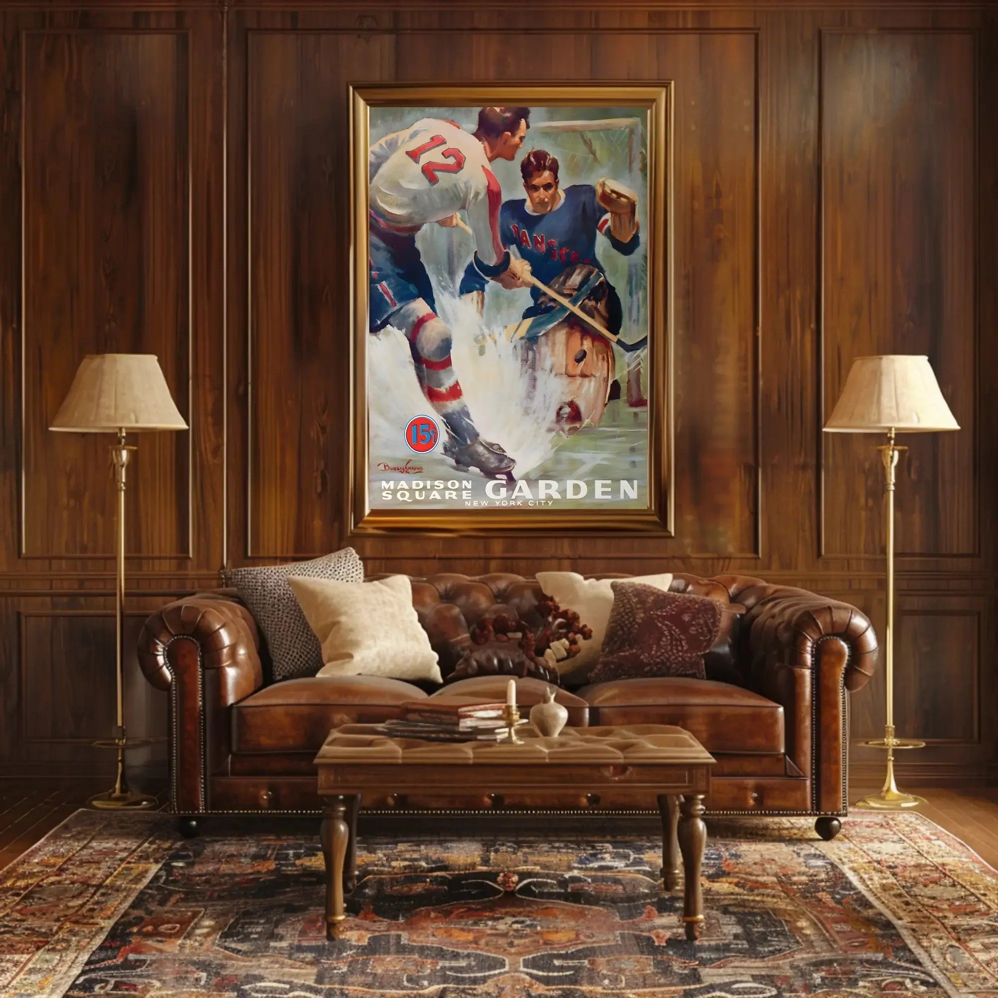 Vintage Ice Hockey Game at Madison Square Garden Sports Poster PosterGoat