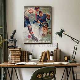 Vintage Ice Hockey Game at Madison Square Garden Sports Poster PosterGoat