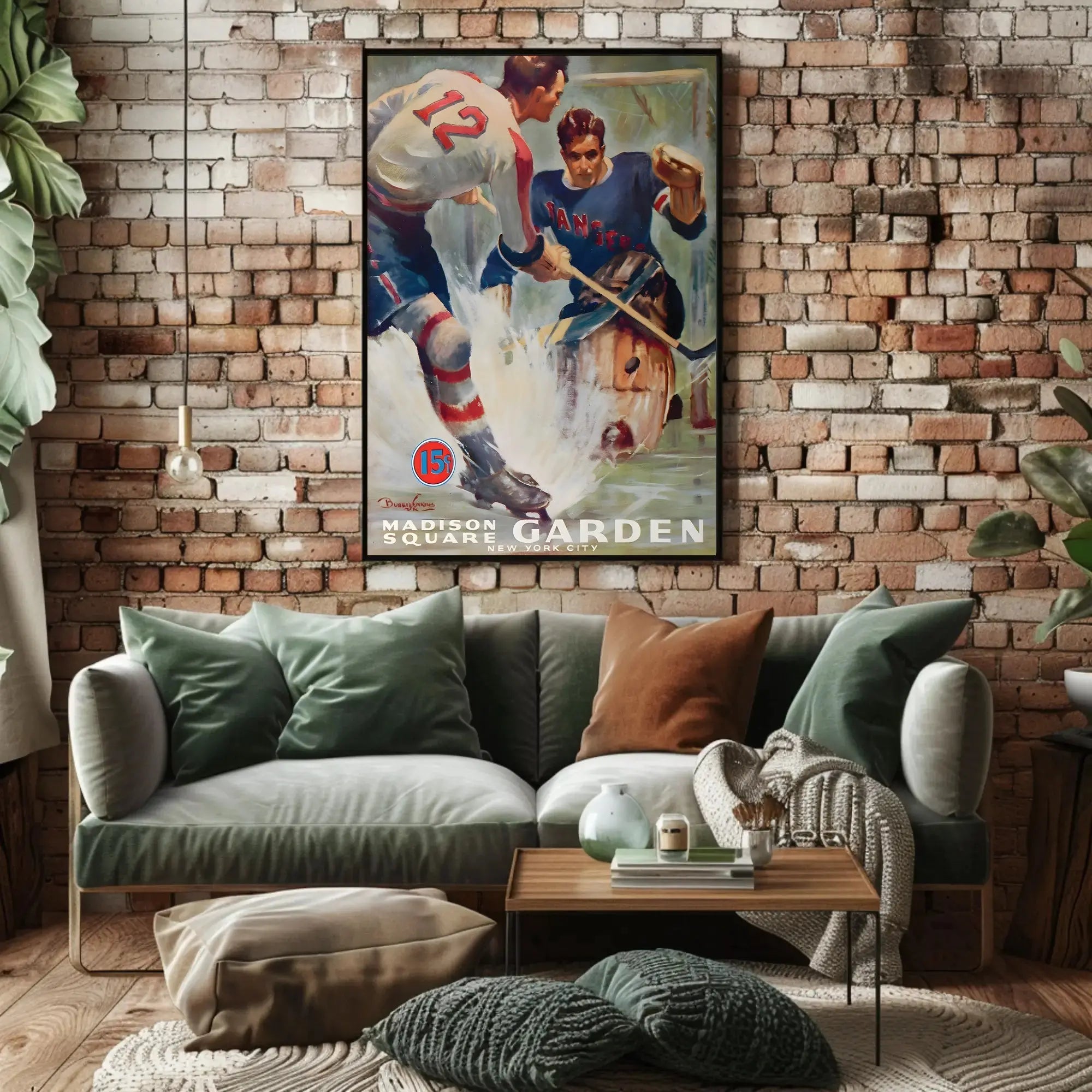 Vintage Ice Hockey Game at Madison Square Garden Sports Poster PosterGoat