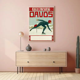 Vintage Ice Skating Elegance in Davos Sports Poster PosterGoat