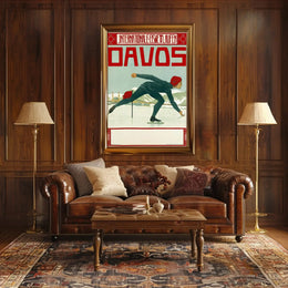 Vintage Ice Skating Elegance in Davos Sports Poster PosterGoat