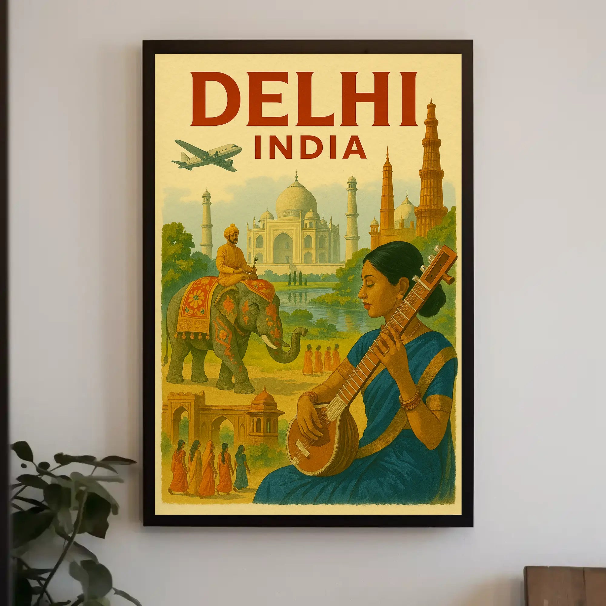 Vintage India Travel Print: Explore Delhi's Iconic Landmarks Travel Poster PosterGoat