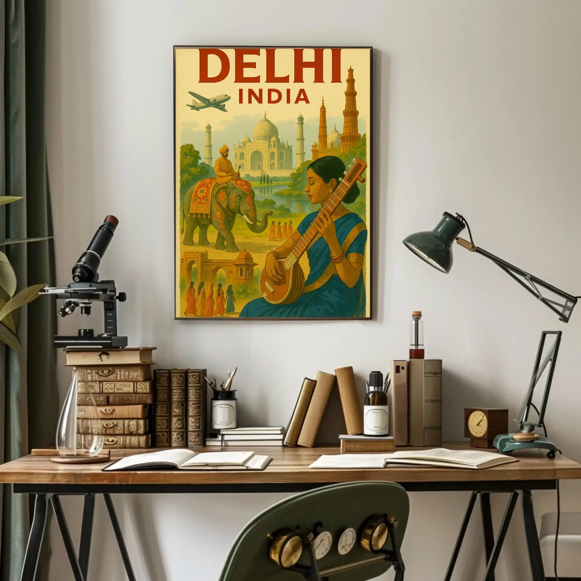 Vintage India Travel Print: Explore Delhi's Iconic Landmarks Travel Poster PosterGoat