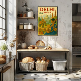Vintage India Travel Print: Explore Delhi's Iconic Landmarks Travel Poster PosterGoat
