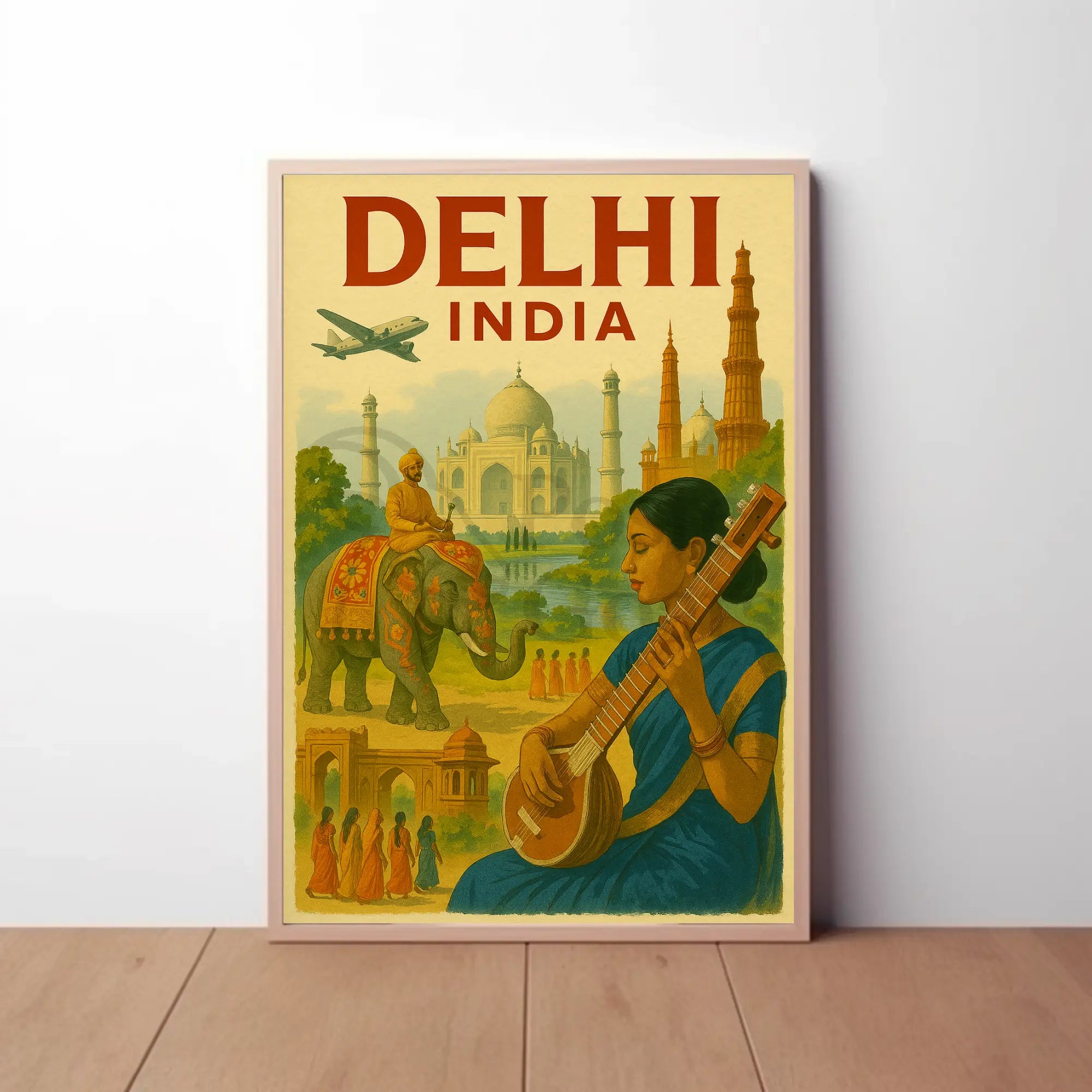 Vintage India Travel Print: Explore Delhi's Iconic Landmarks Travel Poster PosterGoat