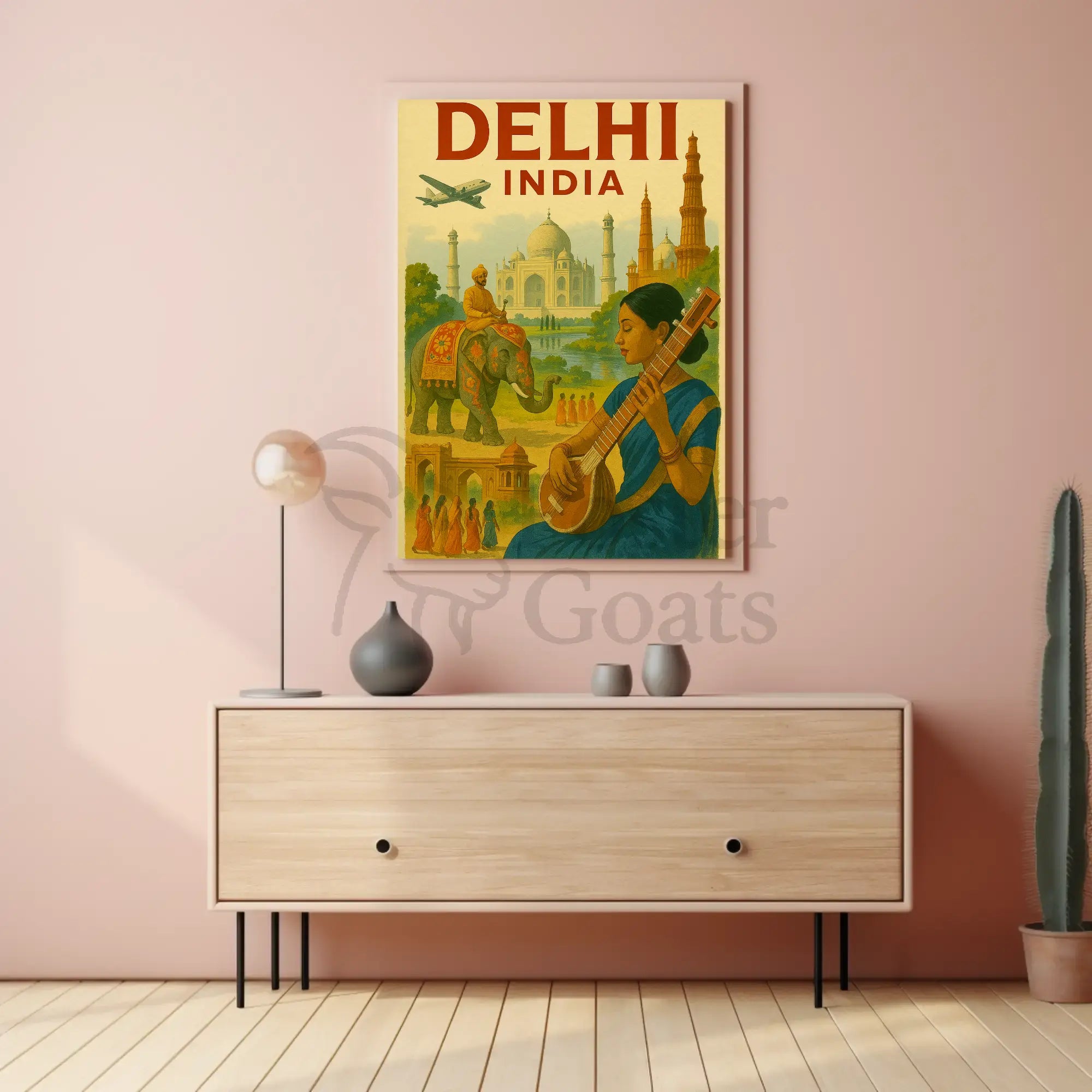 Vintage India Travel Print: Explore Delhi's Iconic Landmarks Travel Poster PosterGoat