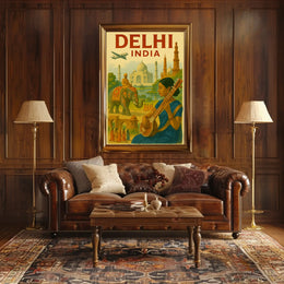 Vintage India Travel Print: Explore Delhi's Iconic Landmarks Travel Poster PosterGoat