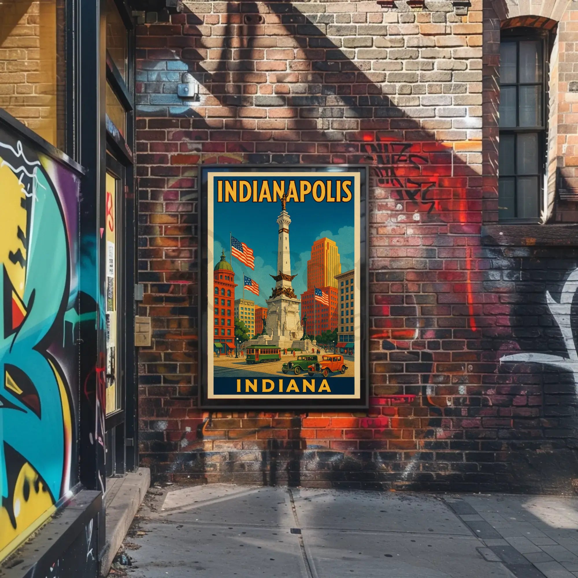 Vintage Indianapolis Historical Monument Civic Pride Heritage Poster PosterGoat