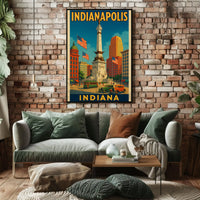 Vintage Indianapolis Historical Monument Civic Pride Heritage Poster PosterGoat