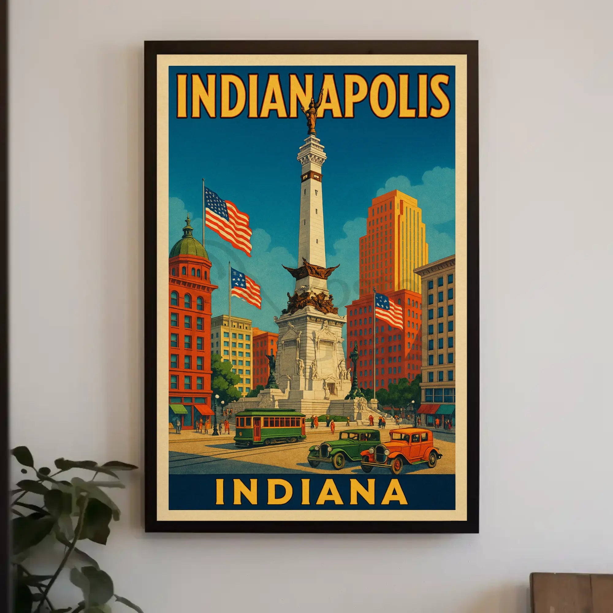 Vintage Indianapolis Historical Monument Civic Pride Heritage Poster PosterGoat