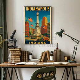Vintage Indianapolis Historical Monument Civic Pride Heritage Poster PosterGoat