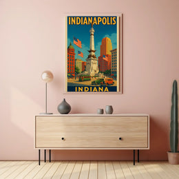 Vintage Indianapolis Historical Monument Civic Pride Heritage Poster PosterGoat