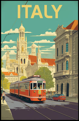 Vintage Italian Tram Travel Poster PosterGoat
