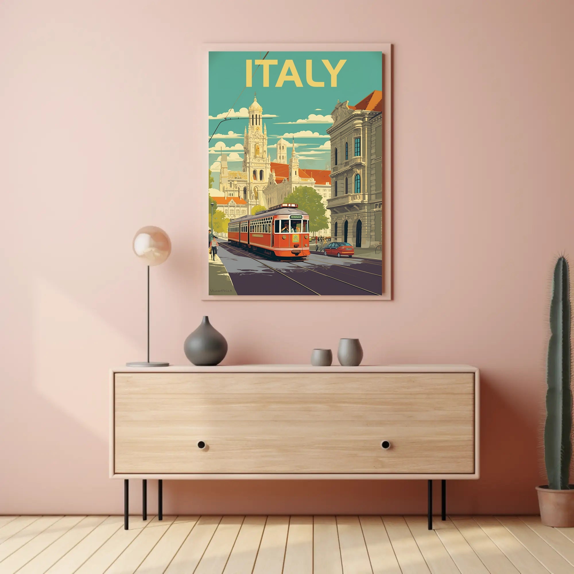 Vintage Italian Tram Travel Poster PosterGoat