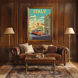 Vintage Italian Tram Travel Poster PosterGoat