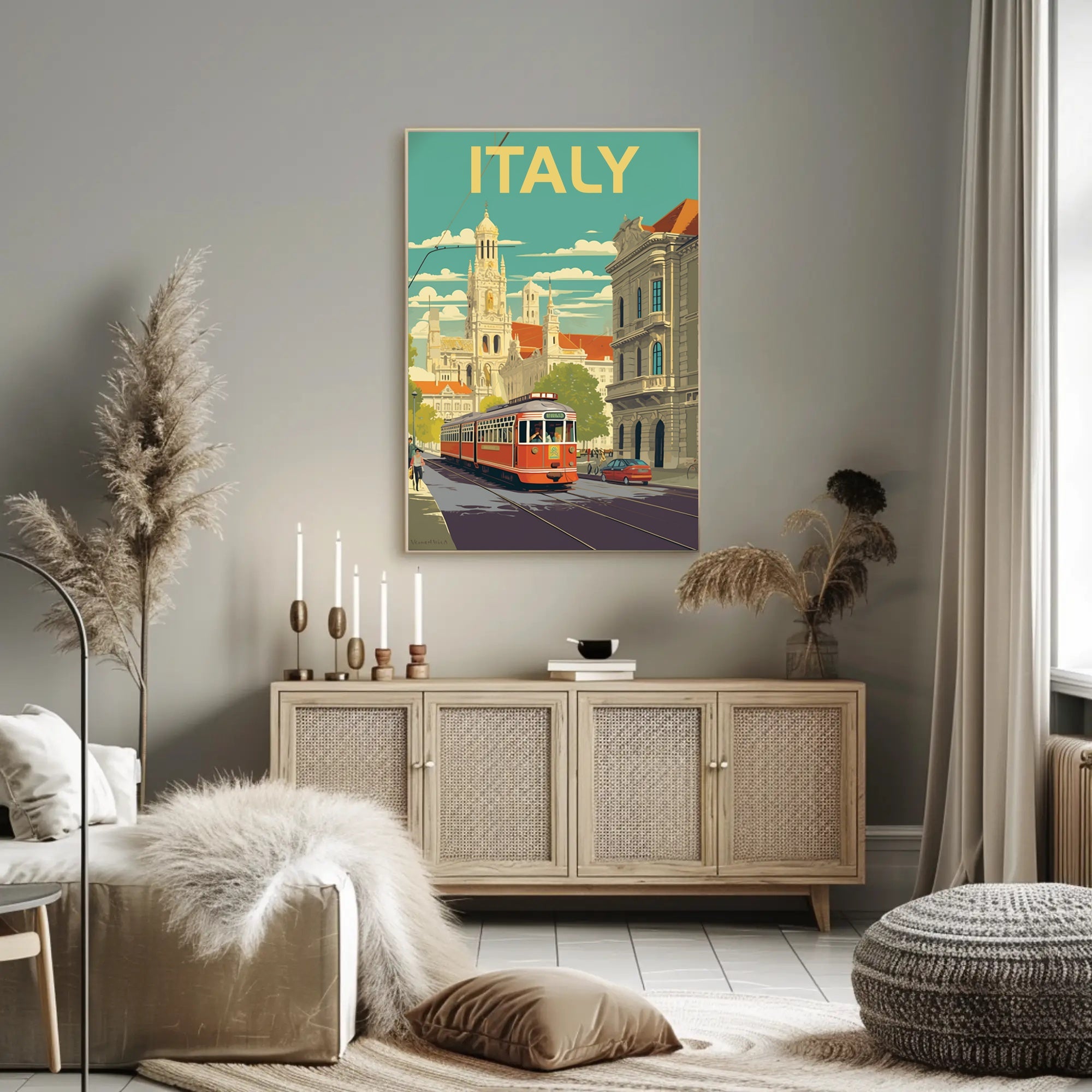Vintage Italian Tram Travel Poster PosterGoat