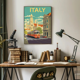 Vintage Italian Tram Travel Poster PosterGoat