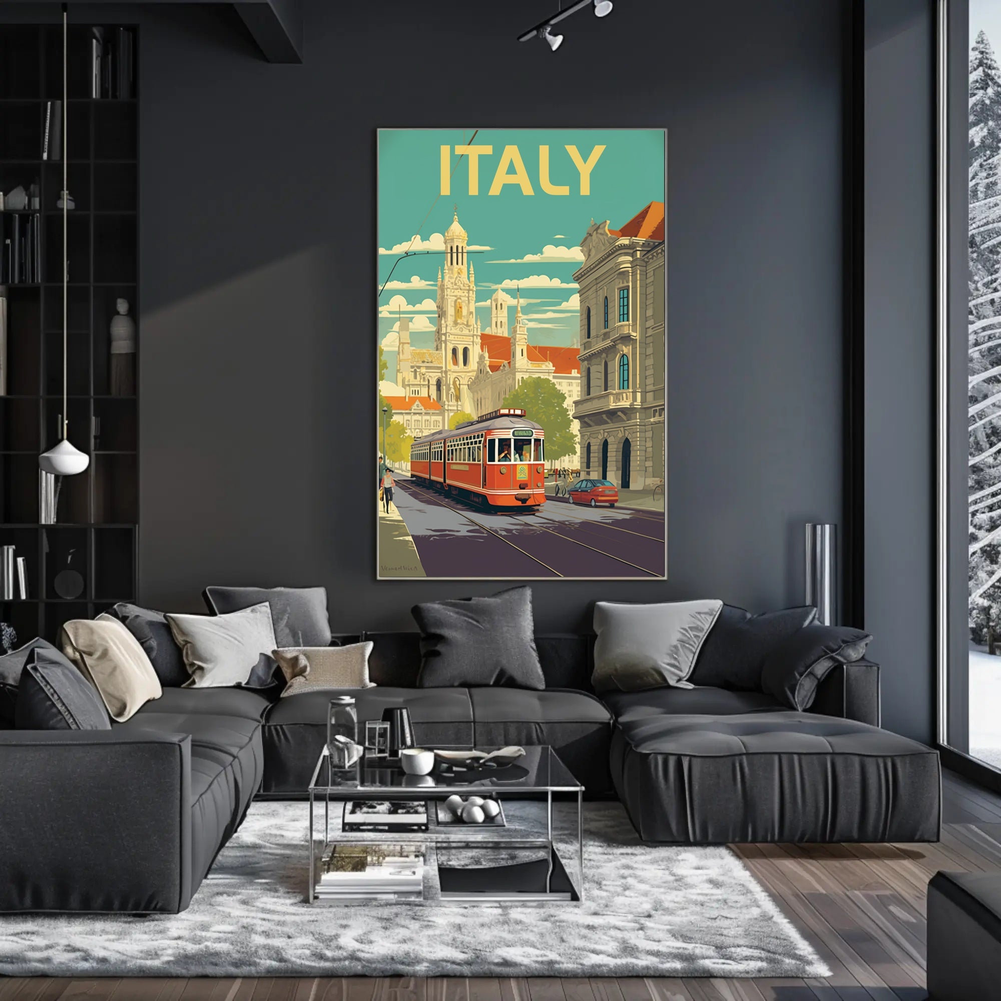 Vintage Italian Tram Travel Poster PosterGoat