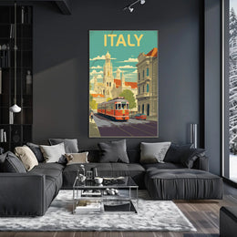 Vintage Italian Tram Travel Poster PosterGoat