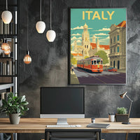 Vintage Italian Tram Travel Poster PosterGoat
