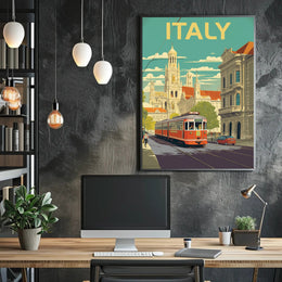 Vintage Italian Tram Travel Poster PosterGoat