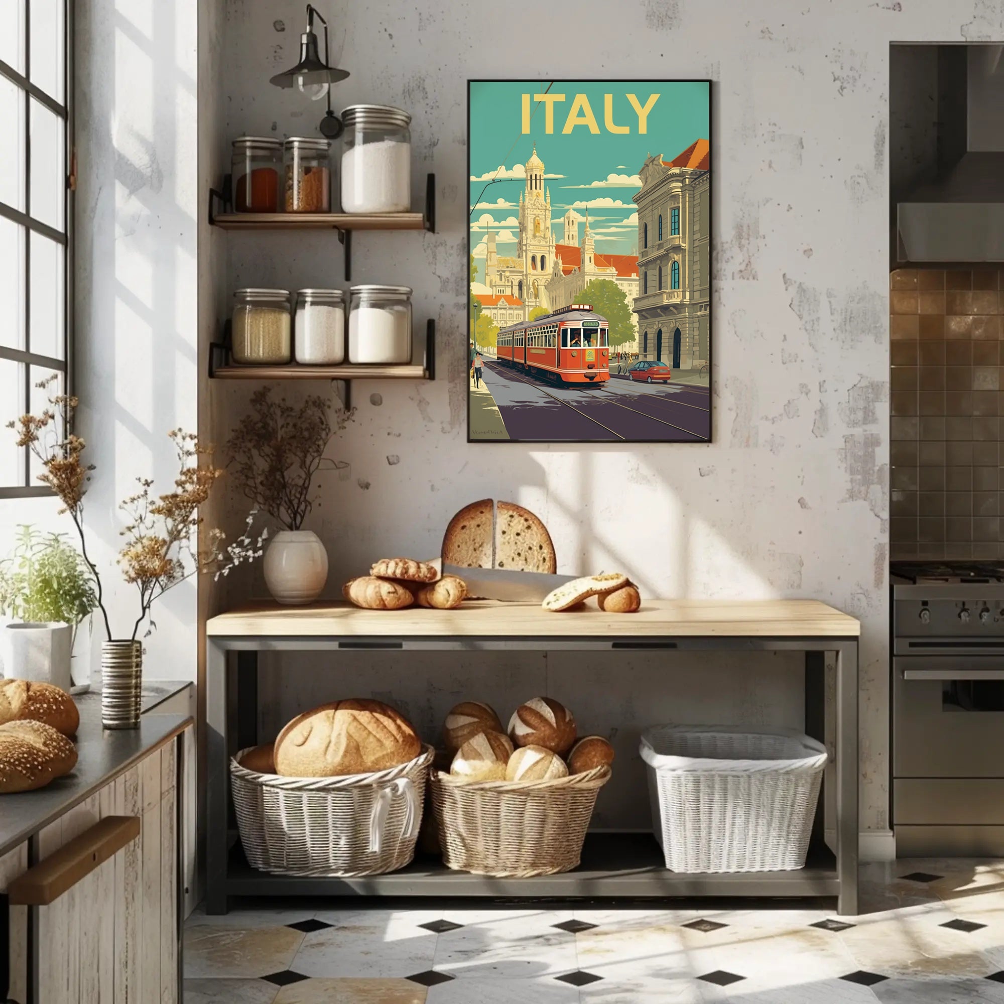 Vintage Italian Tram Travel Poster PosterGoat