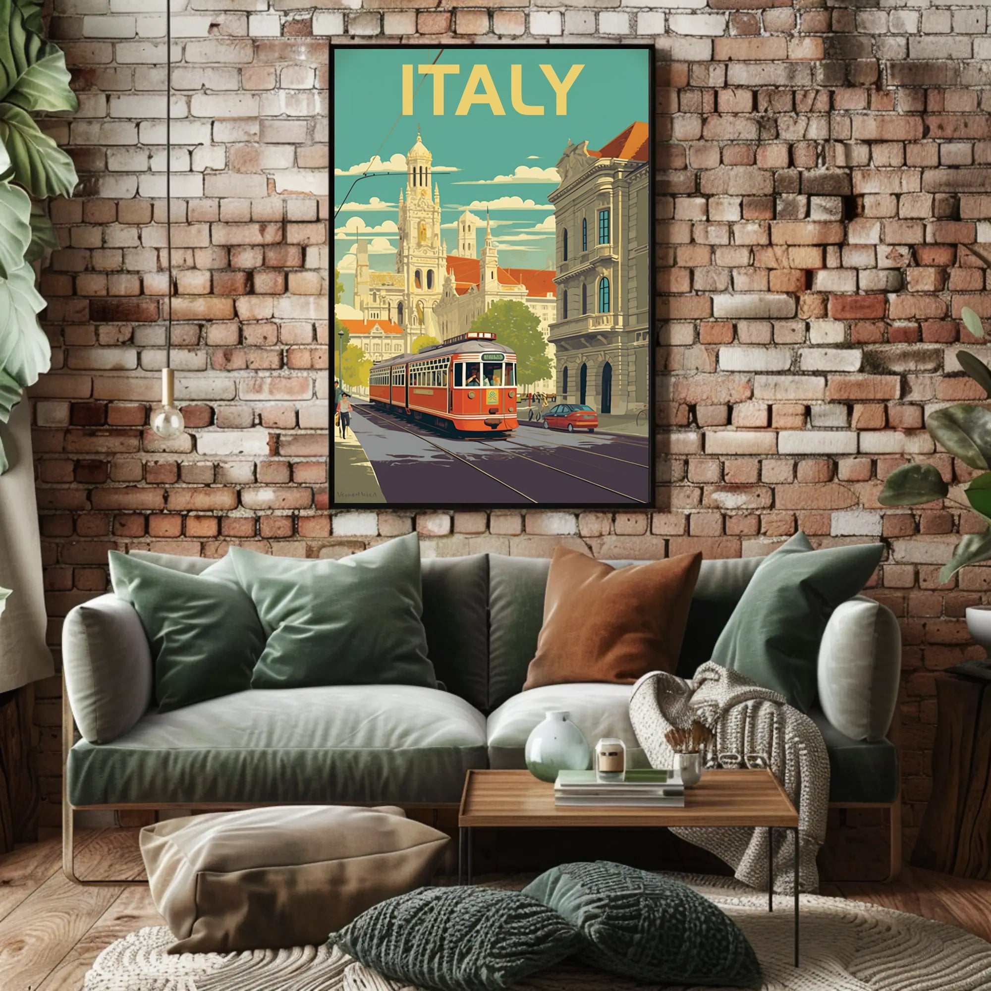 Vintage Italian Tram Travel Poster PosterGoat