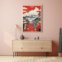 Vintage Japanese Cityscape of Inazawa Travel Poster PosterGoat