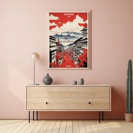 Vintage Japanese Cityscape of Inazawa Travel Poster PosterGoat