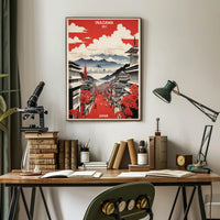 Vintage Japanese Cityscape of Inazawa Travel Poster PosterGoat