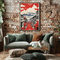 Vintage Japanese Cityscape of Inazawa Travel Poster PosterGoat