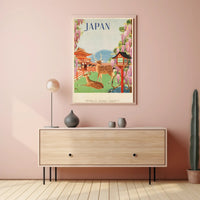 Vintage Japanese Deer Shrine Scenic Travel Poster PosterGoat