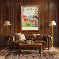 Vintage Japanese Deer Shrine Scenic Travel Poster PosterGoat