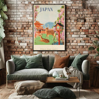 Vintage Japanese Deer Shrine Scenic Travel Poster PosterGoat