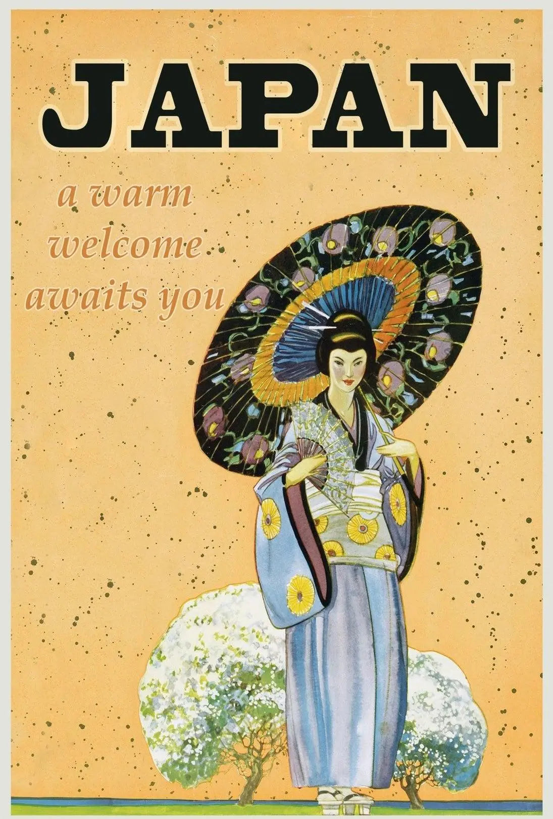Vintage Japanese Warm Welcome Travel Poster PosterGoat