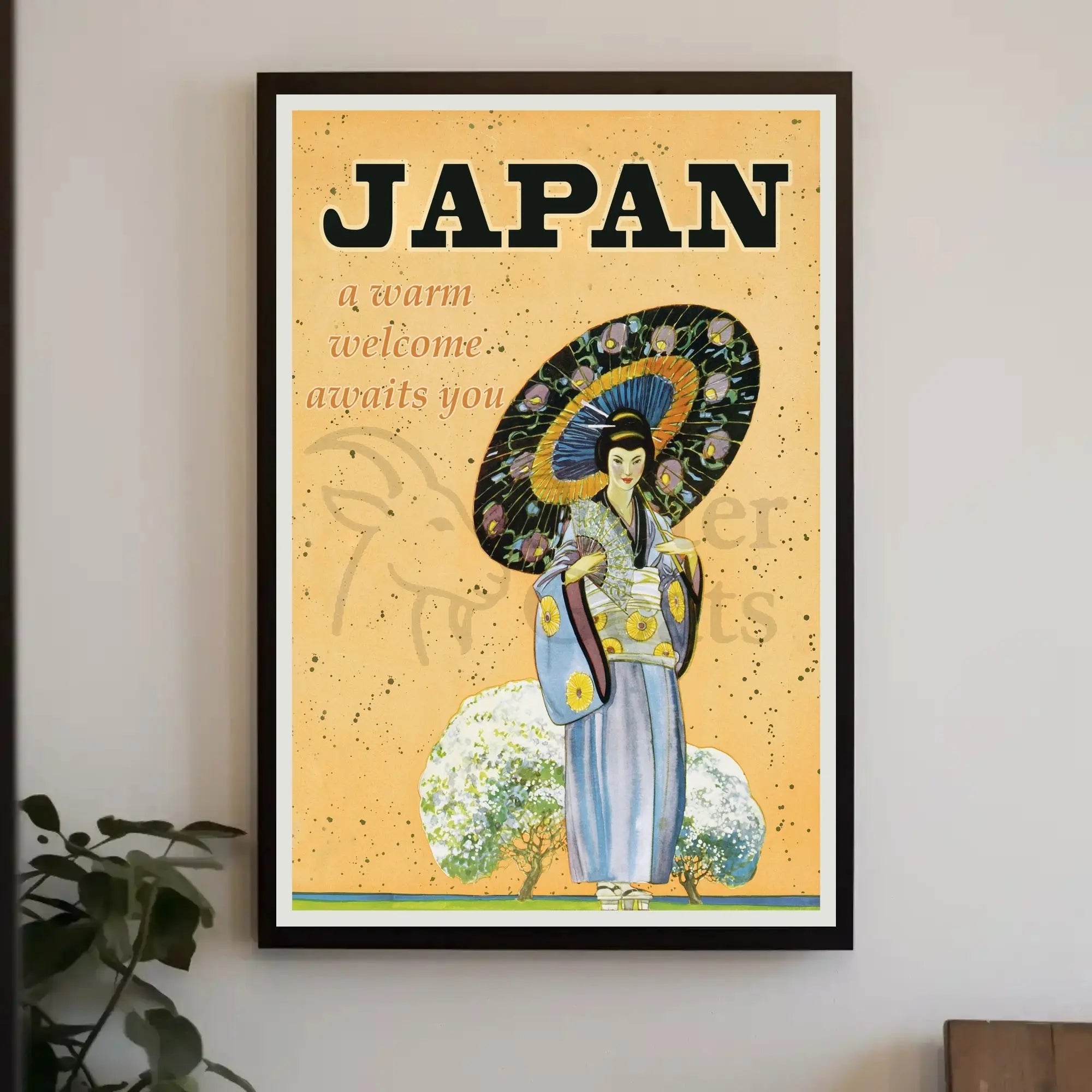 Vintage Japanese Warm Welcome Travel Poster PosterGoat