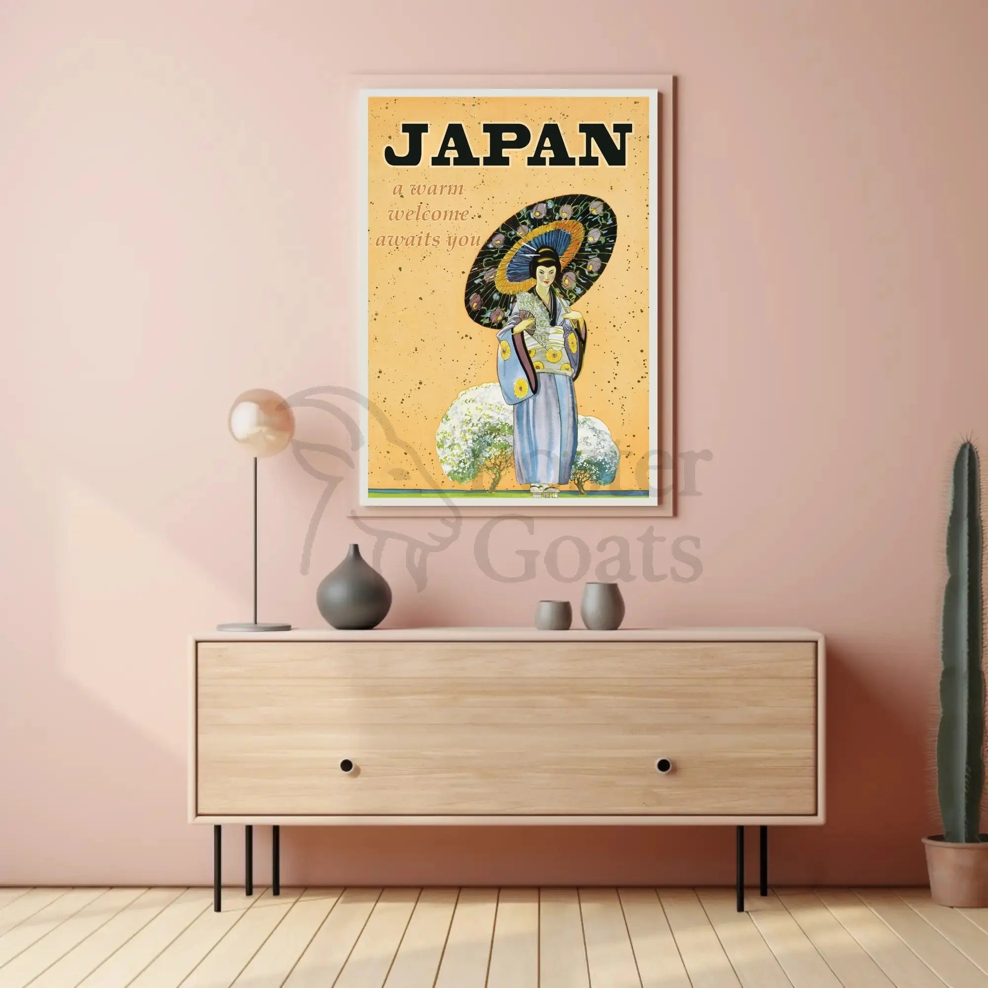 Vintage Japanese Warm Welcome Travel Poster PosterGoat