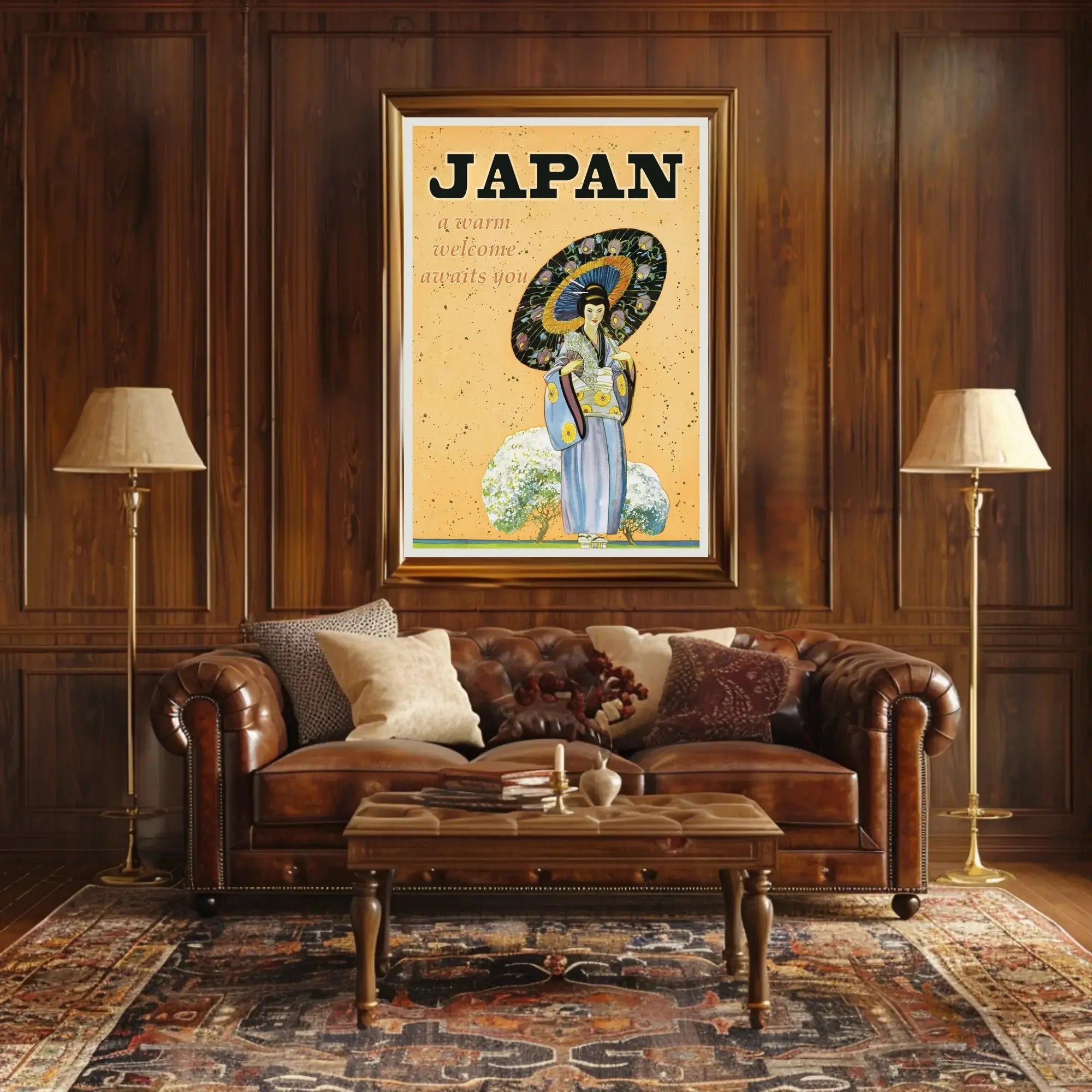 Vintage Japanese Warm Welcome Travel Poster PosterGoat