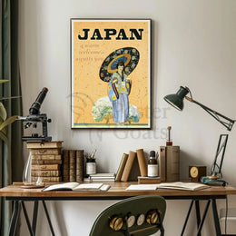 Vintage Japanese Warm Welcome Travel Poster PosterGoat