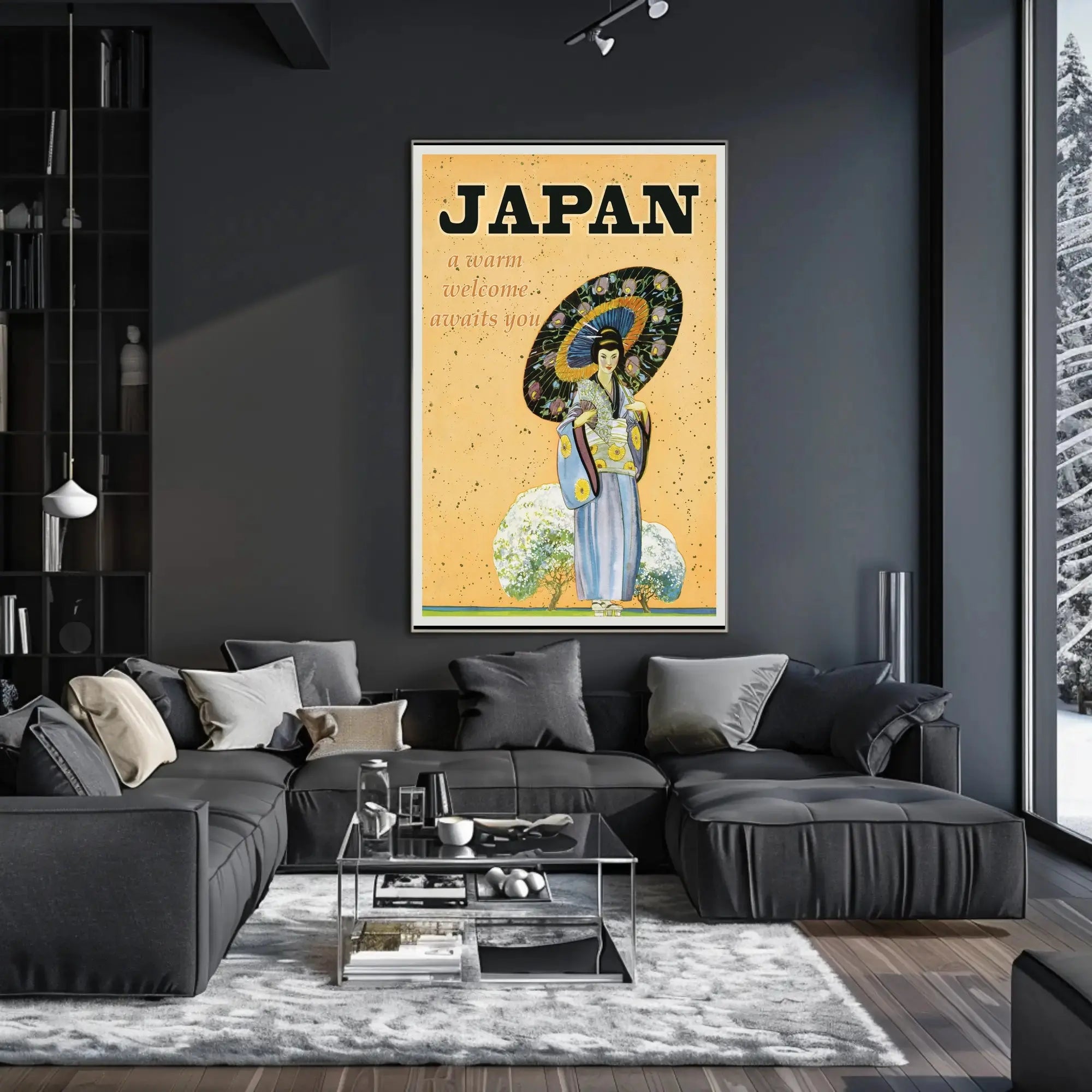 Vintage Japanese Warm Welcome Travel Poster PosterGoat