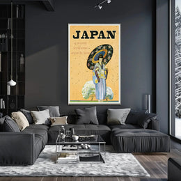 Vintage Japanese Warm Welcome Travel Poster PosterGoat