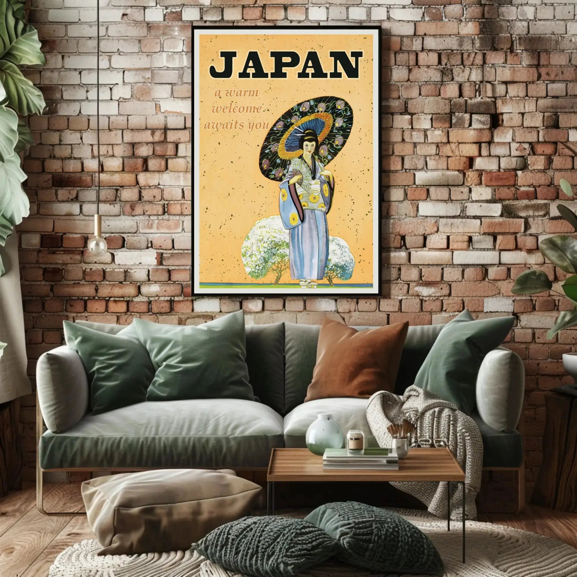 Vintage Japanese Warm Welcome Travel Poster PosterGoat