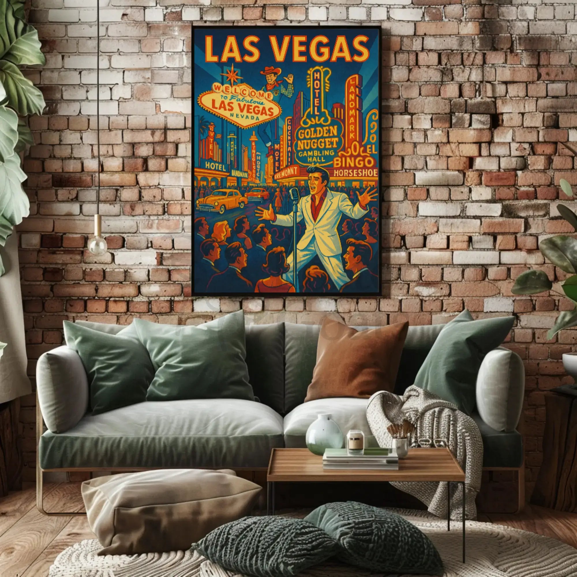 Vintage Las Vegas Nightlife Scene, Retro Travel Poster PosterGoat