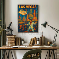 Vintage Las Vegas Nightlife Scene, Retro Travel Poster PosterGoat