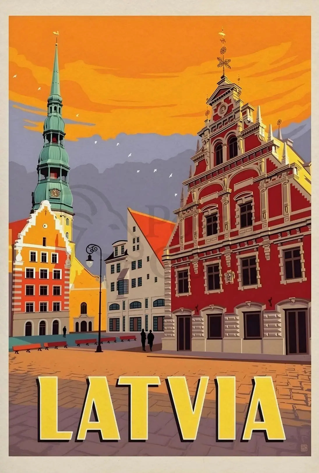 Vintage Latvian Charm Captured in Stunning Travel Poster PosterGoat