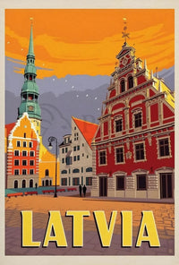 Vintage Latvian Charm Captured in Stunning Travel Poster PosterGoat