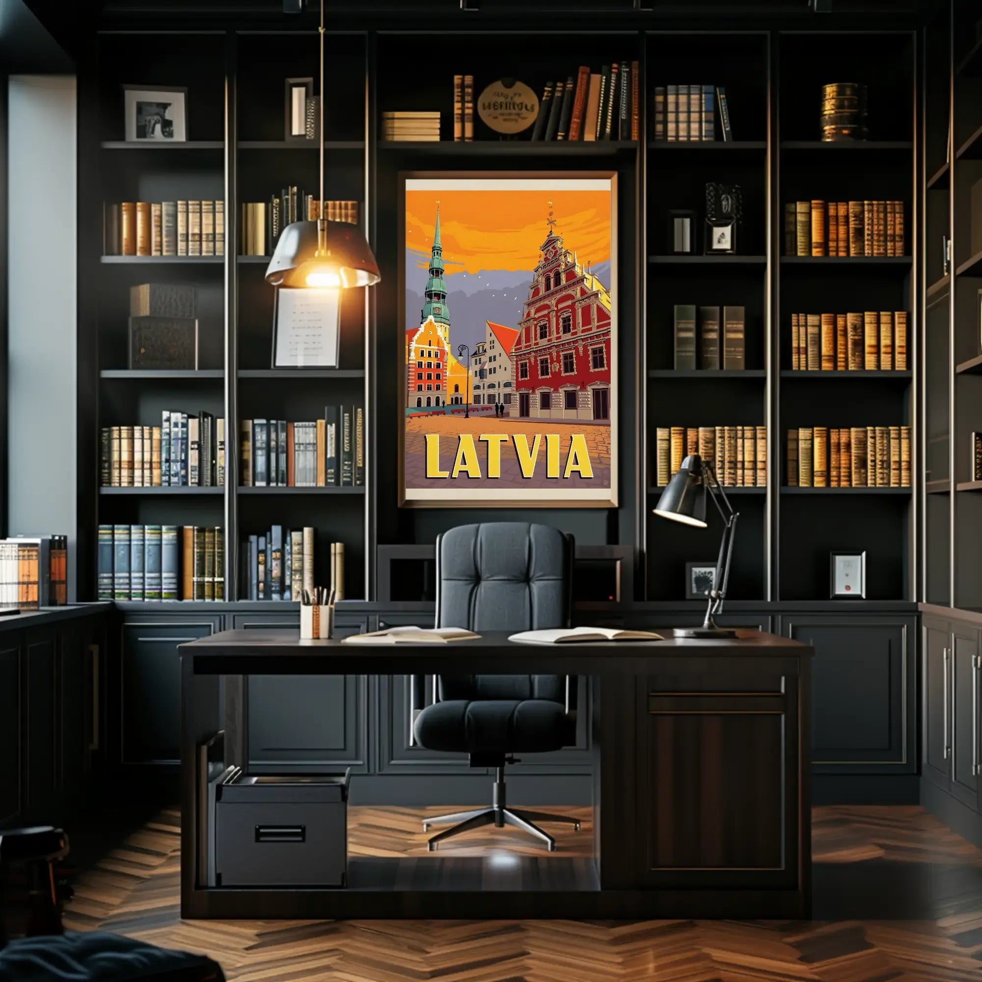 Vintage Latvian Charm Captured in Stunning Travel Poster PosterGoat
