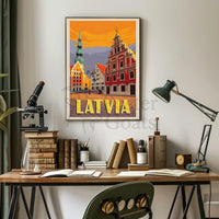Vintage Latvian Charm Captured in Stunning Travel Poster PosterGoat