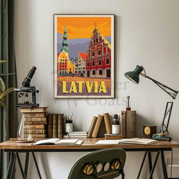 Vintage Latvian Charm Captured in Stunning Travel Poster PosterGoat